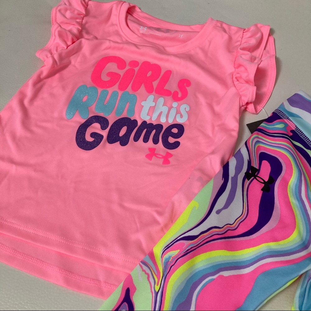 Under Armour cute neon pink colorful leggings set - Picture 5 of 6